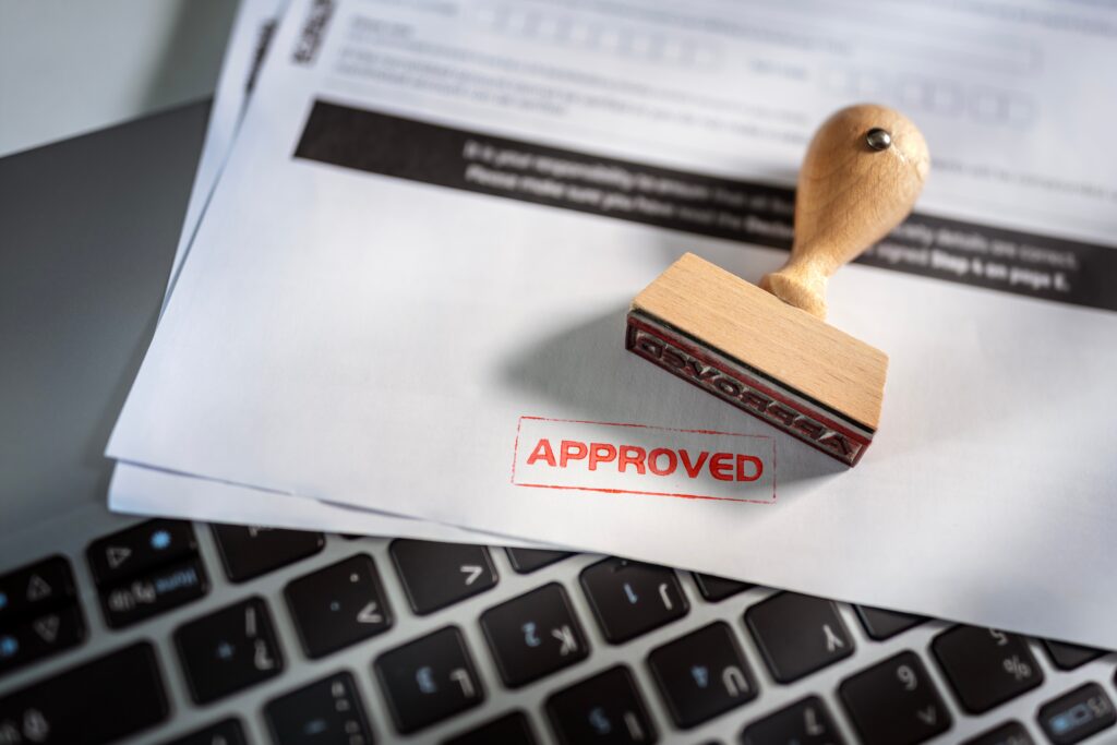 Approved stamp on a legal document