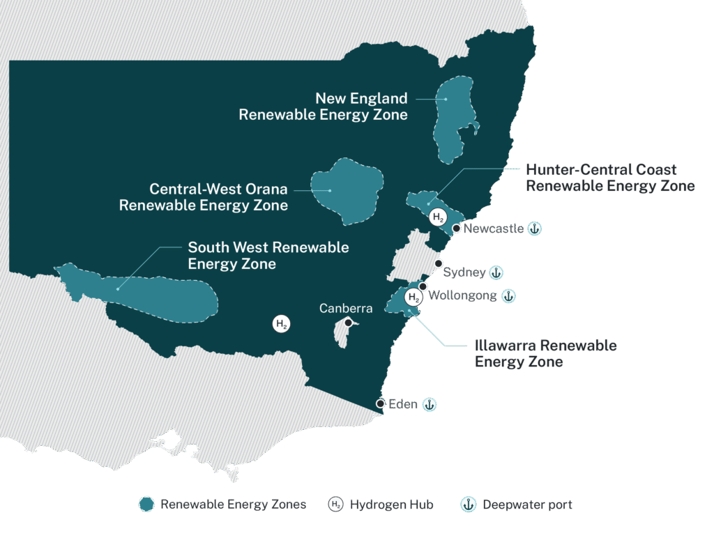 Map of the Renewable Energy Zones in New South Wales