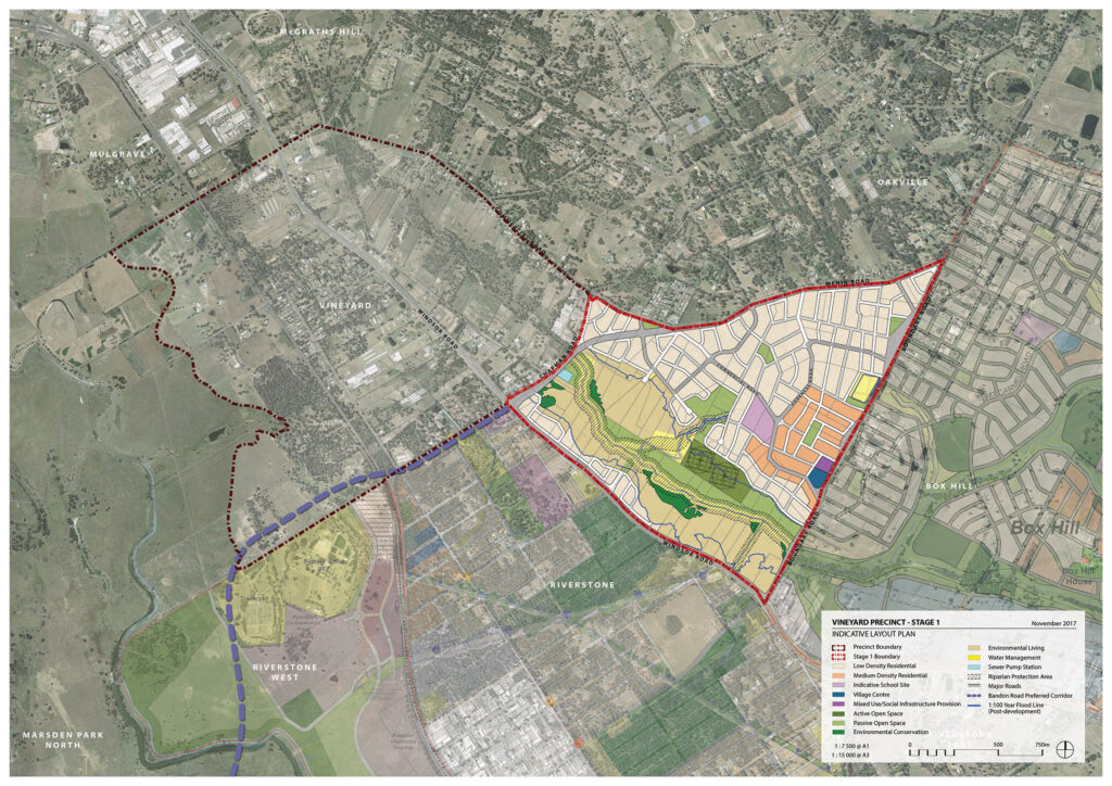 Map of the future development of Vineyard NSW