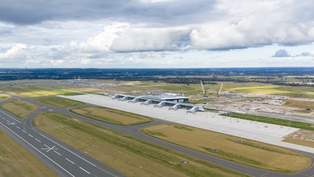 Aerial view of the new terminals at the Western Sydney Airport